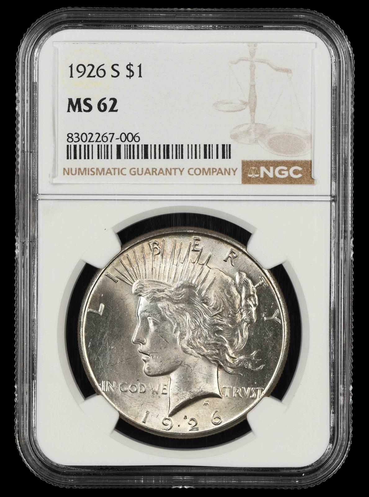 1926 S $1 NGC MS 62