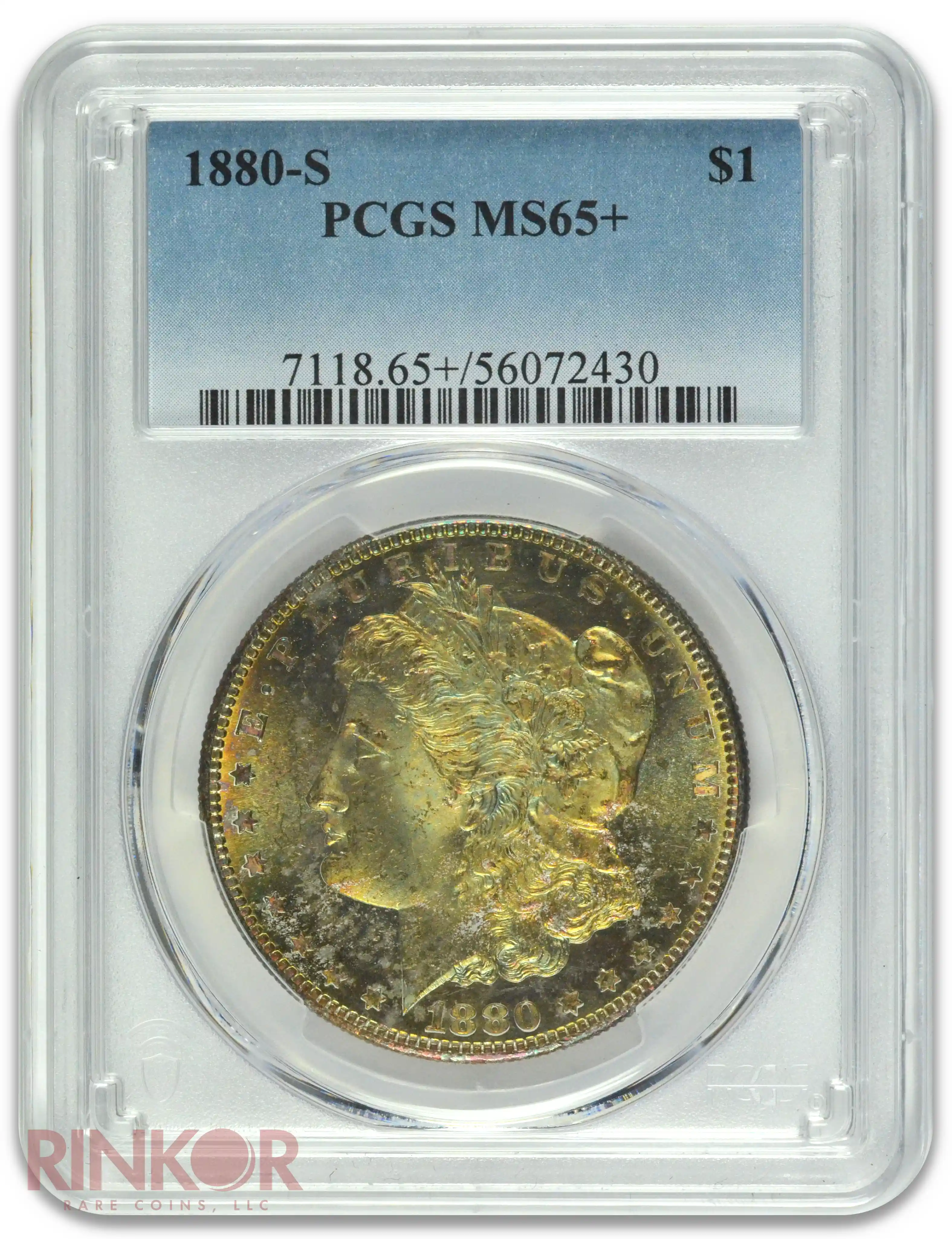 1880-S $1 Morgan Dollar PCGS MS 65+ - With Original ANACS Photo Certificate