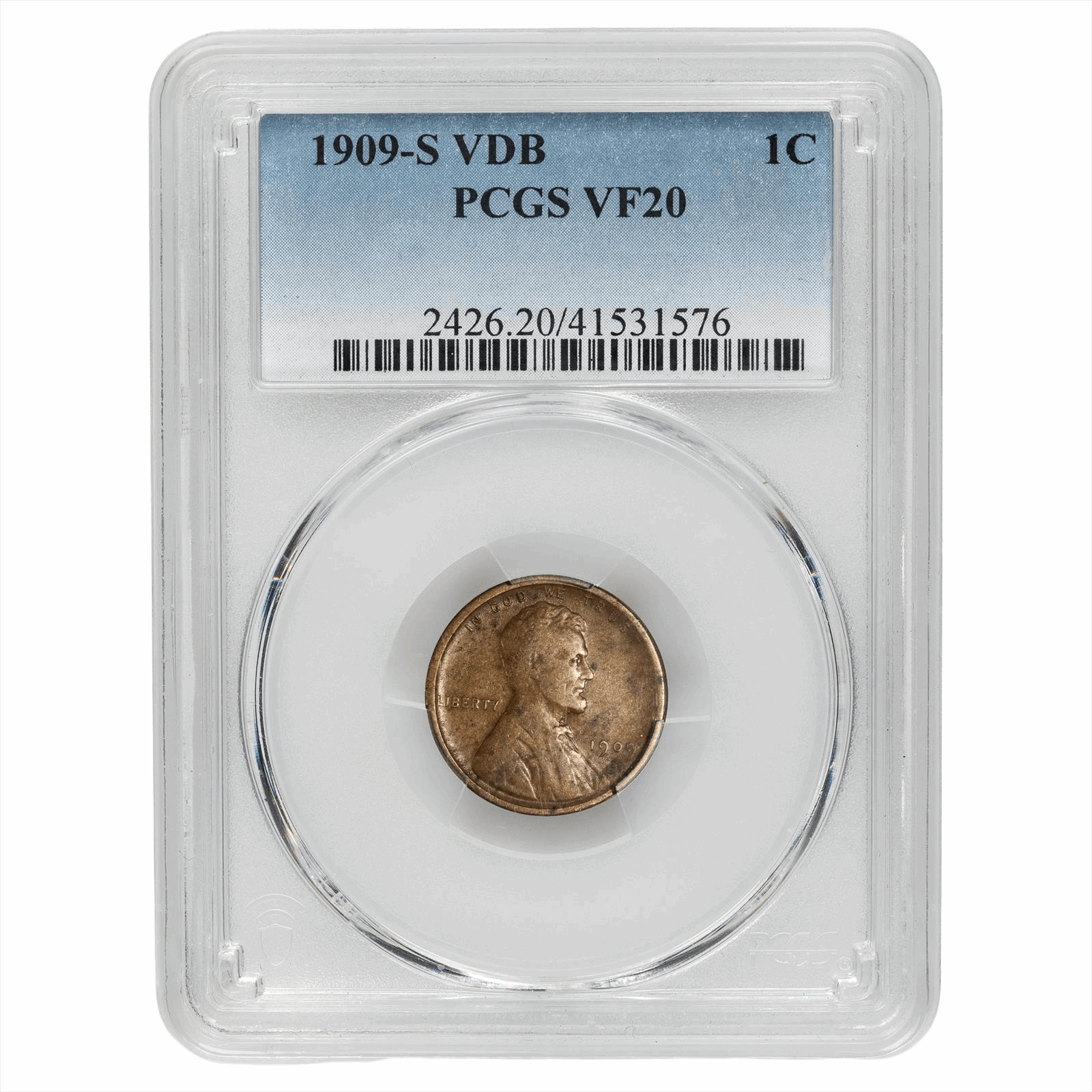 1909-S VDB Lincoln Wheat Cent 1C PCGS VF 20 BN