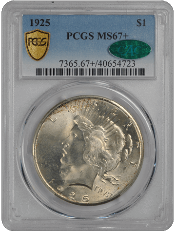 1925 $1 Peace Dollar PCGS  (CAC) #3532-5 MS67+