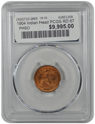 1904 Indian Head PCGS RD 67