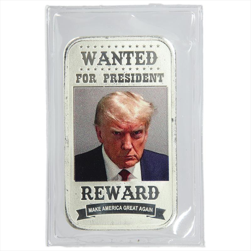 Donald Trump Wanted Mugshot 1oz .999 Fine Silver Ingots -25k Limited Mintage- 