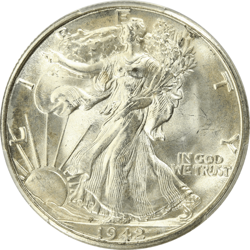 1942-D Walking Liberty Half Dollar 50c, PCGS MS 66 