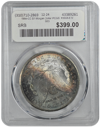 1884-CC $1 Morgan Dollar PCGS  #3608-6 MS63