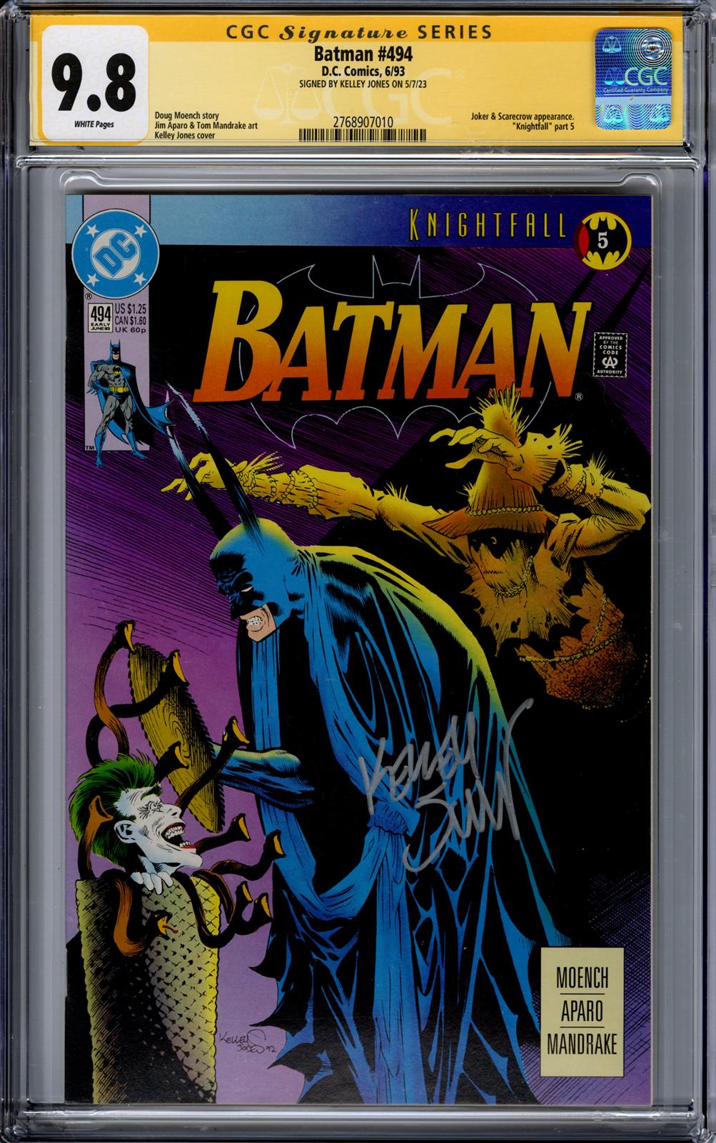 Batman #494 CGC Signature Series 9.8 (D.C., 1993) Signed by Kelley Jones 