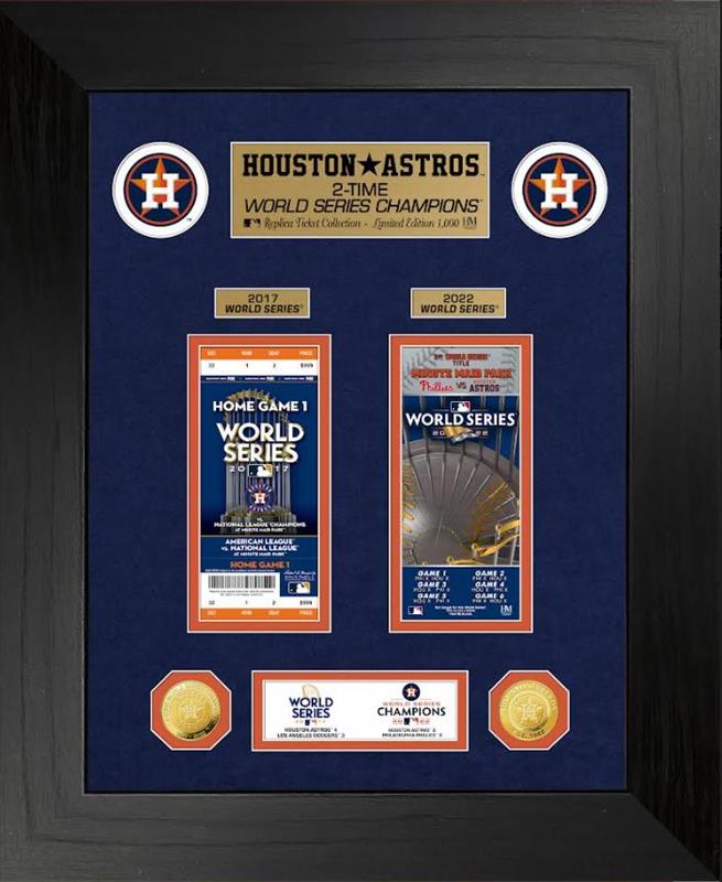 Houston Astros Deluxe  2-Time World Series Champions Gold Plate Coin & Ticket Collection 