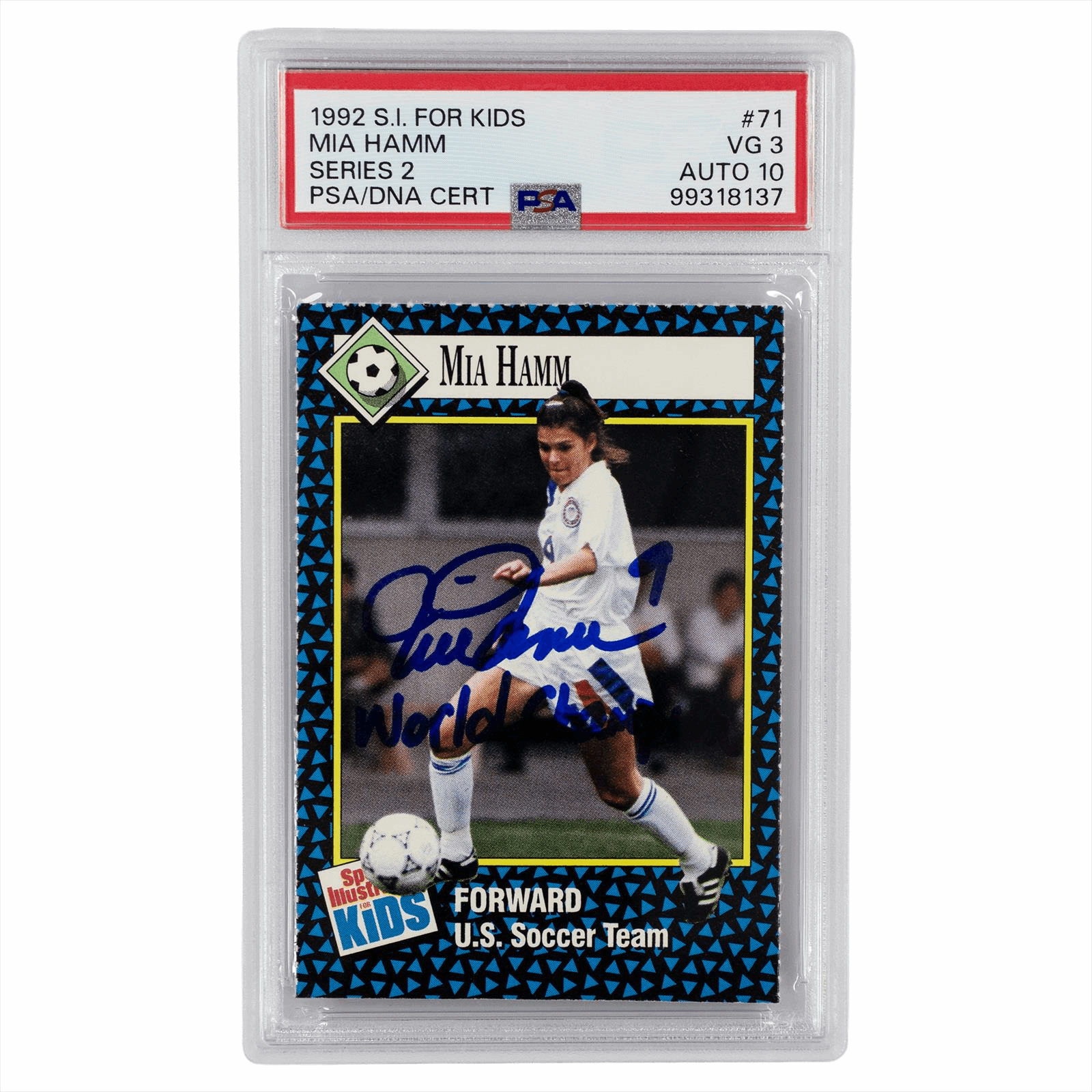 1992 S.I. for Kids Mia Hamm #337 PSA VG 3 AUTO 10