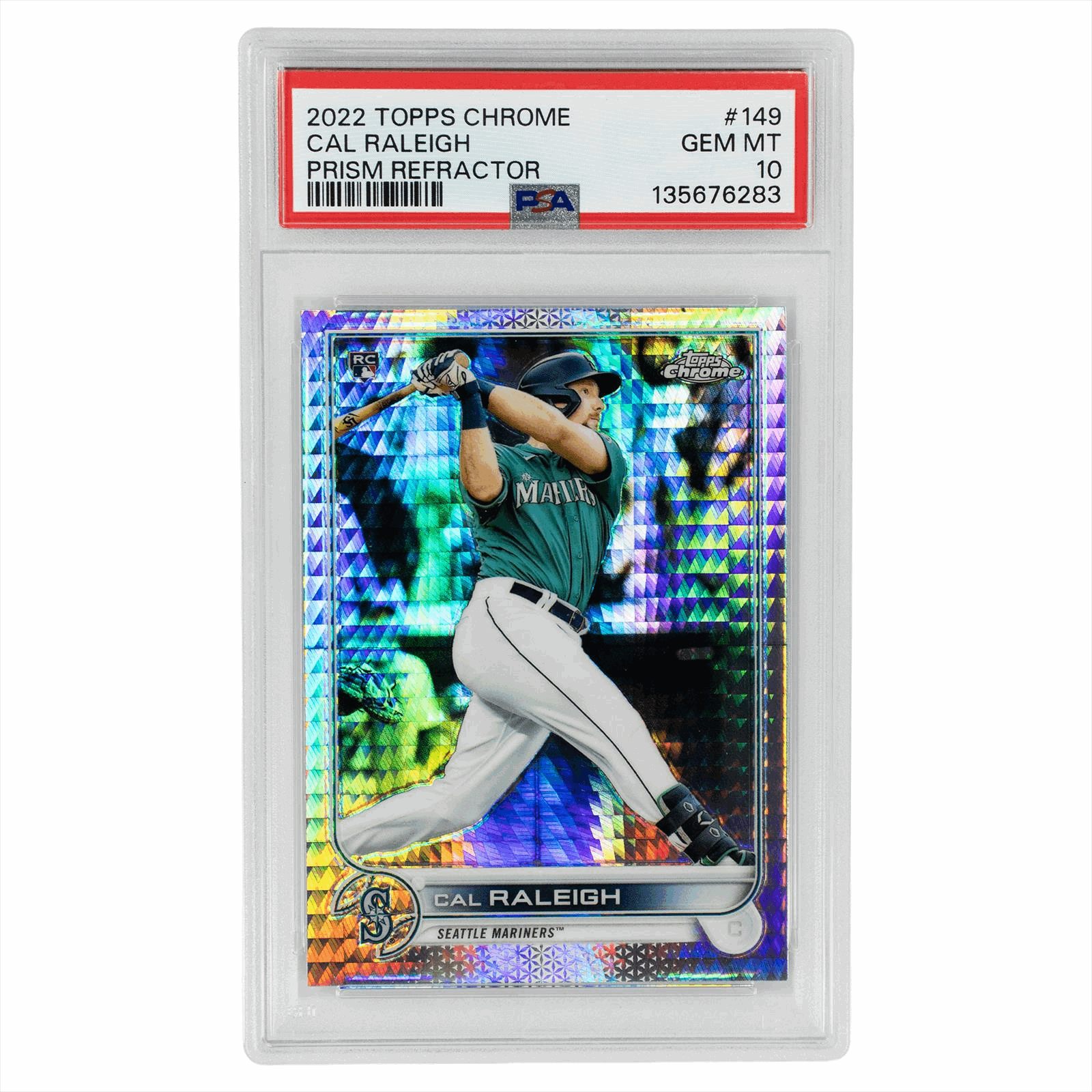 2022 Topps Chrome Cal Raleigh Prism Refractor #149 PSA GEM MT 10 Cert #135676283