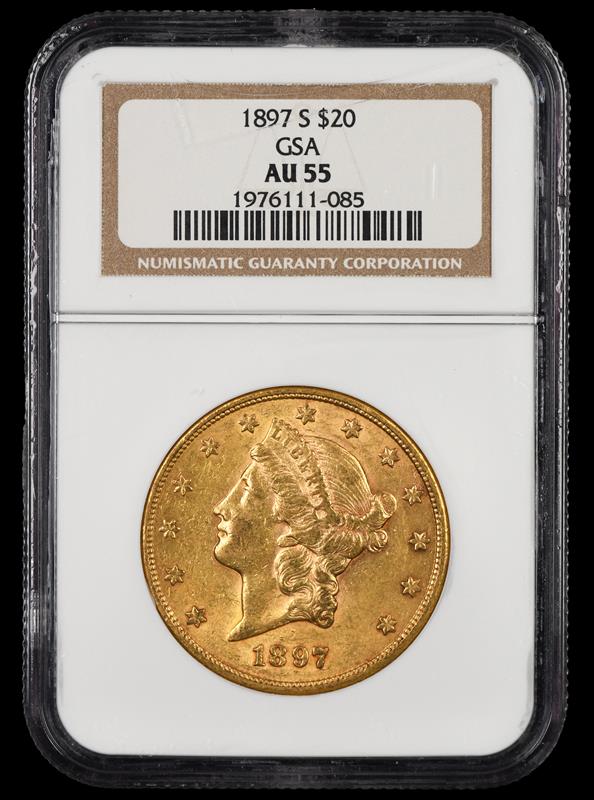 1897 S $20 NGC GSA AU55
