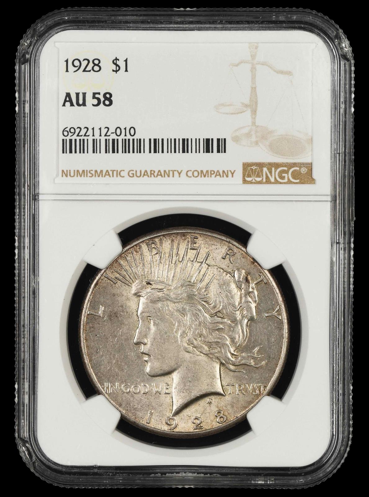 1928 $1 NGC AU-58