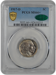 1917-D Buffalo PCGS CAC MS 66+