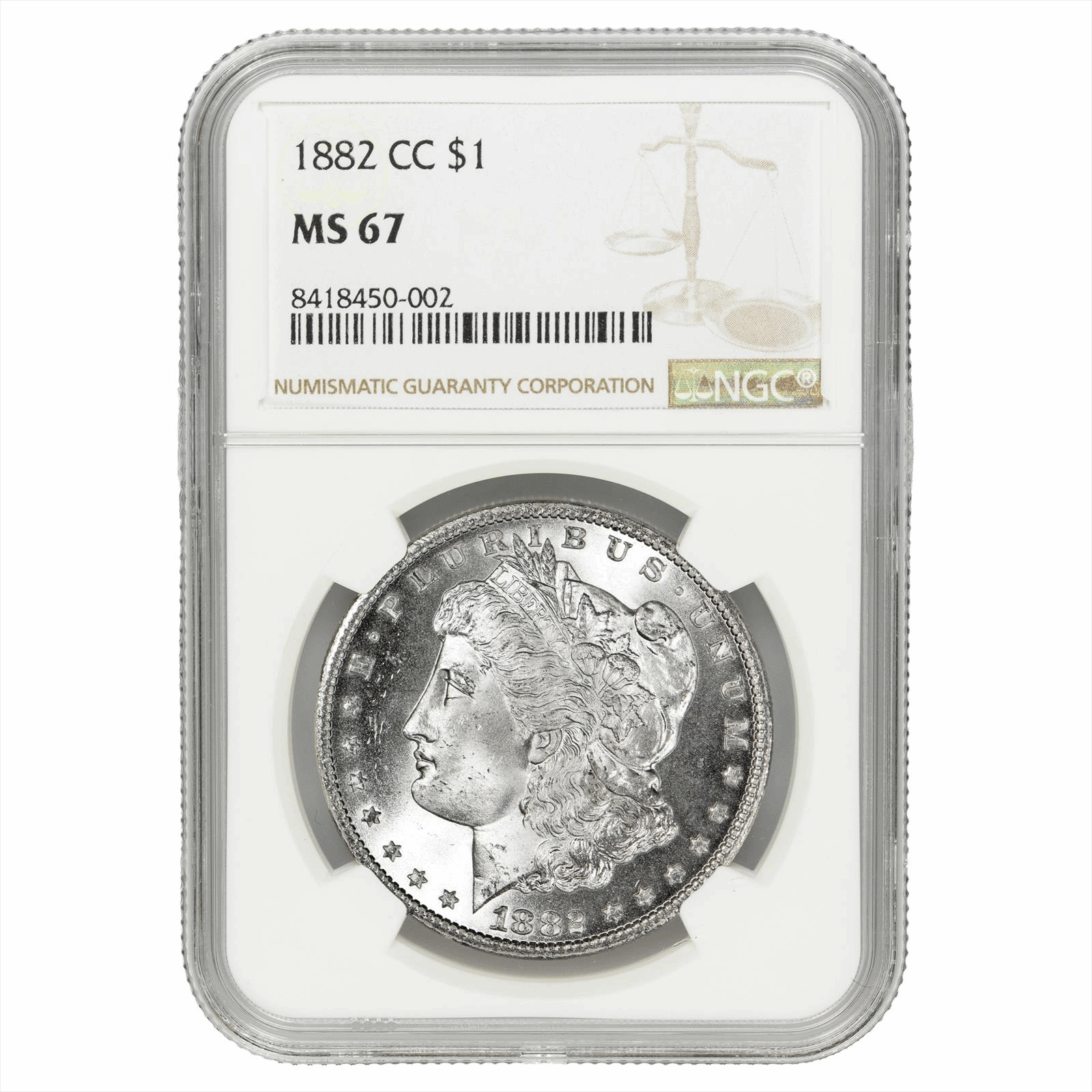 1882-CC Morgan Silver Dollar $1 NGC MS 67