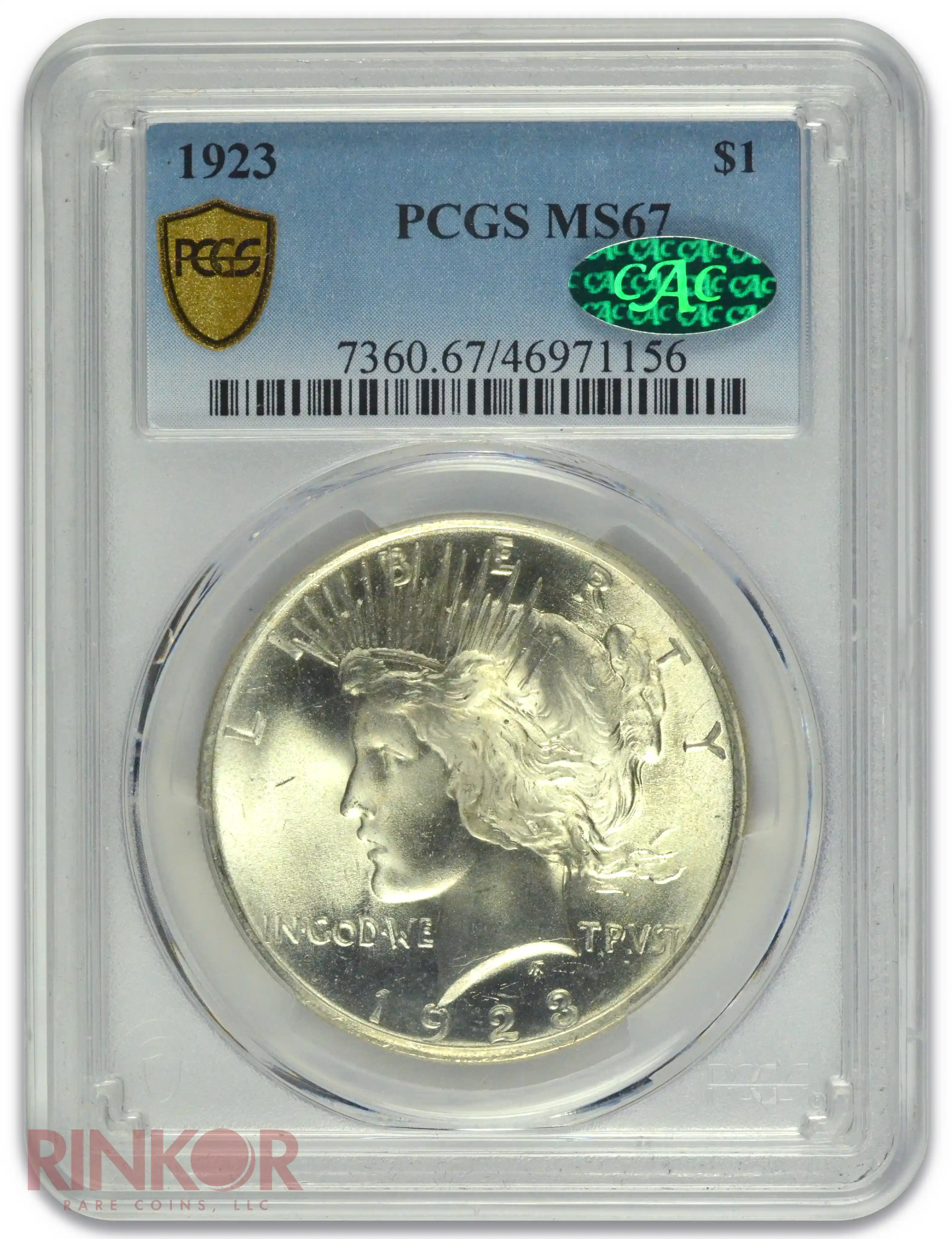 1923 $1 PCGS MS 67 CAC