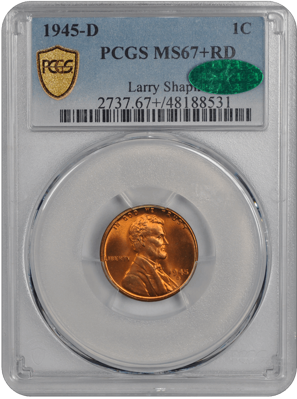 1945-D Lincoln PCGS (CAC) RD 67+ 