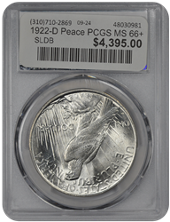 1922-D Peace PCGS MS 66+