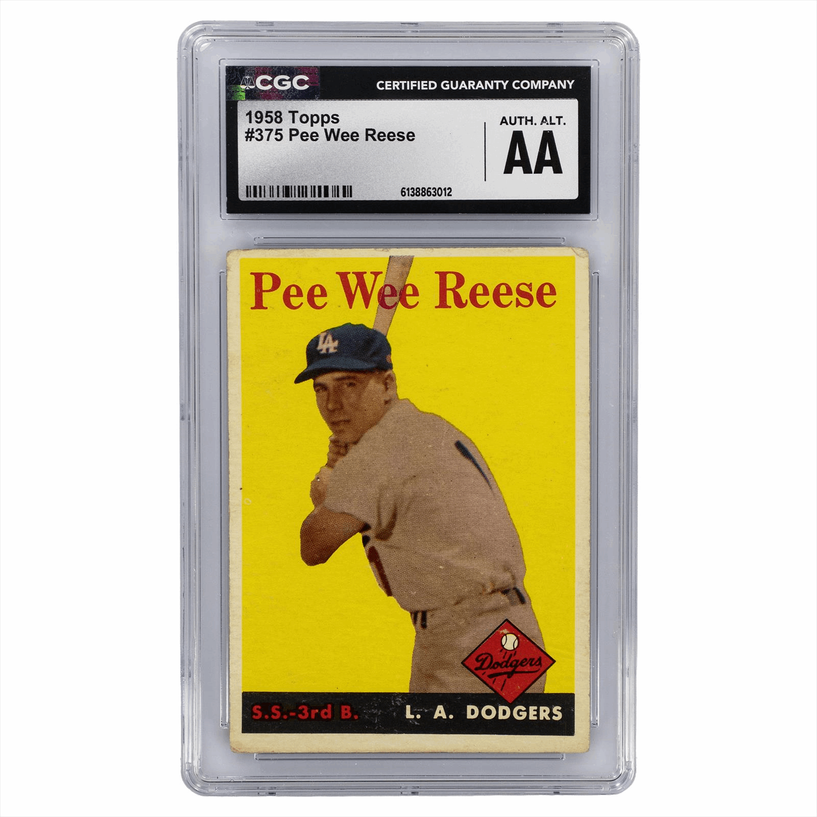 1958 Topps Pee Wee Reese #375 CGC Authentic Altered