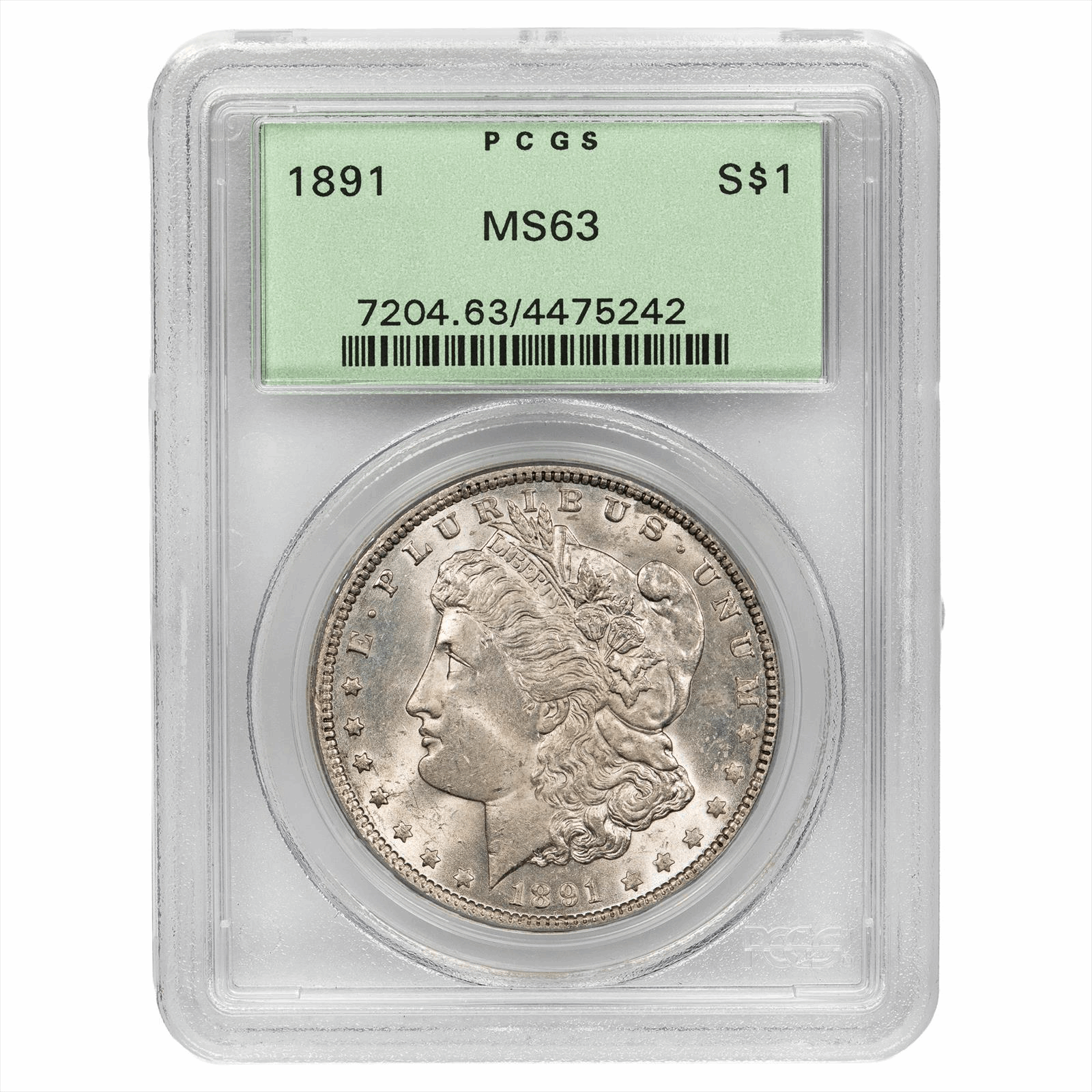 1891 Morgan Silver Dollar $1 PCGS MS 63