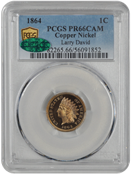 1864 Indian Head PCGS CAC CAM 66