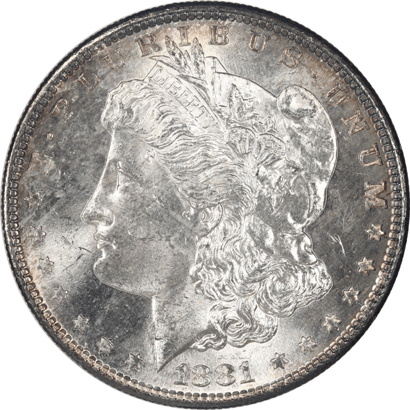 1881-S Morgan Silver Dollar, $1 Uncirculated - Nice Rim Toning