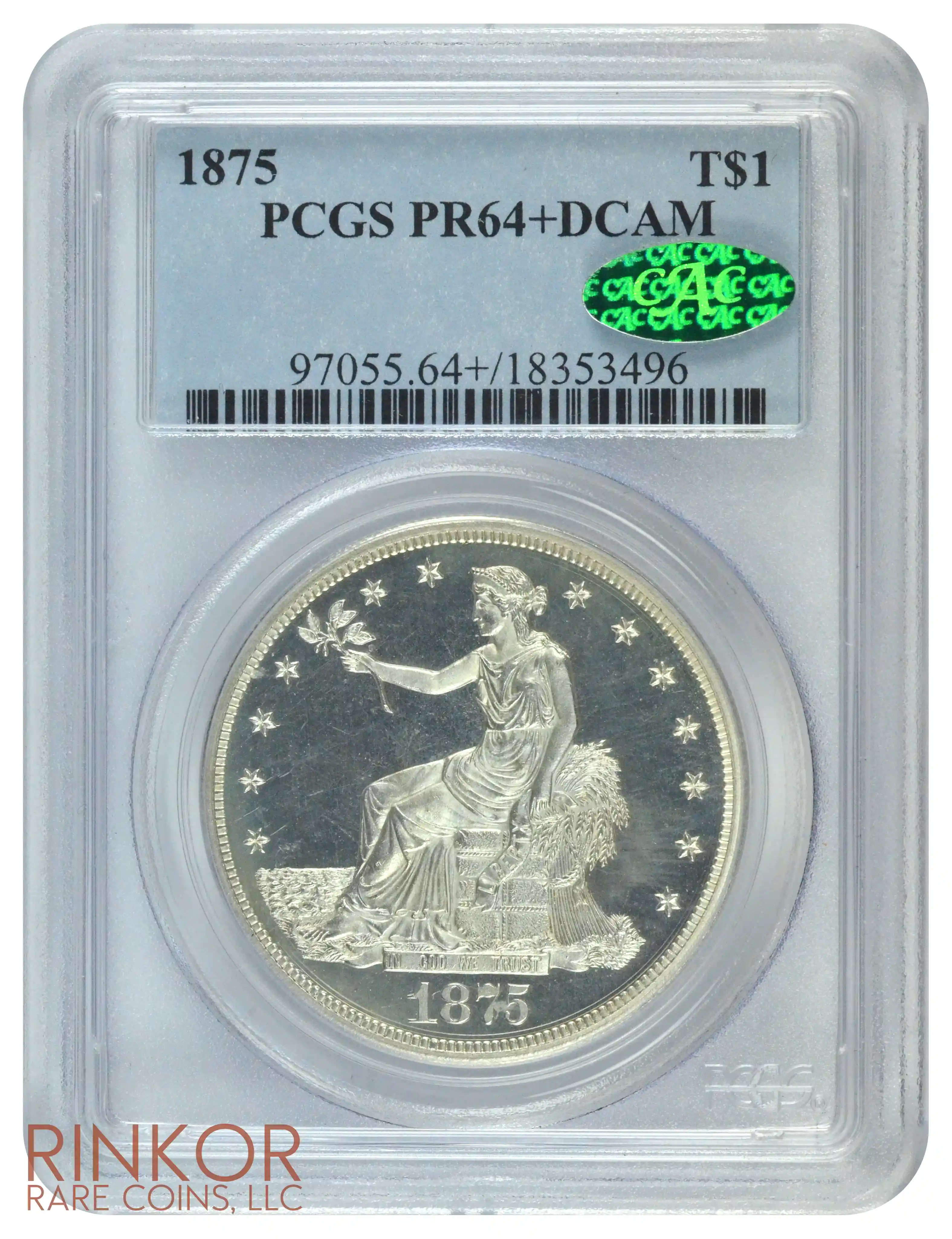 1875 Trade PCGS PR 64+ DCAM CAC
