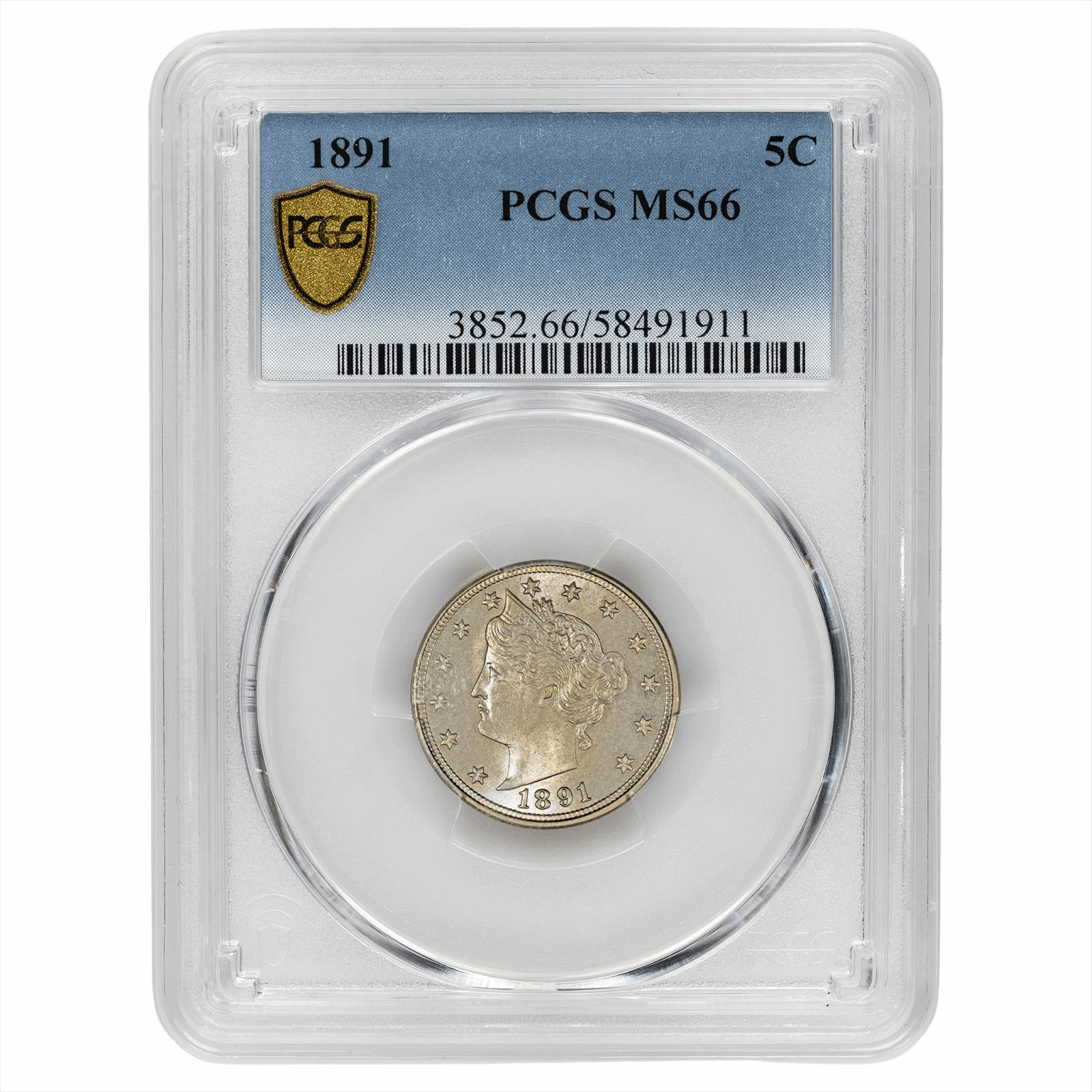 1891 Liberty V Nickel 5C PCGS MS 66