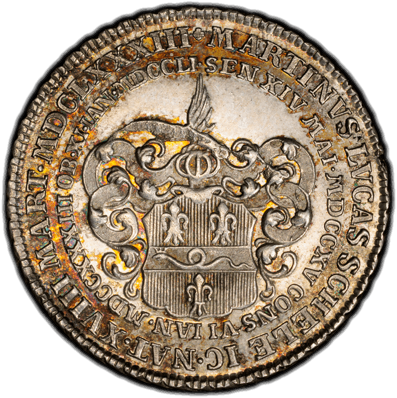 1751 Hamburg. Silver Bürgermeisterpfennig Medal, Martin Lucas Schele. PCGS MS62  image 2