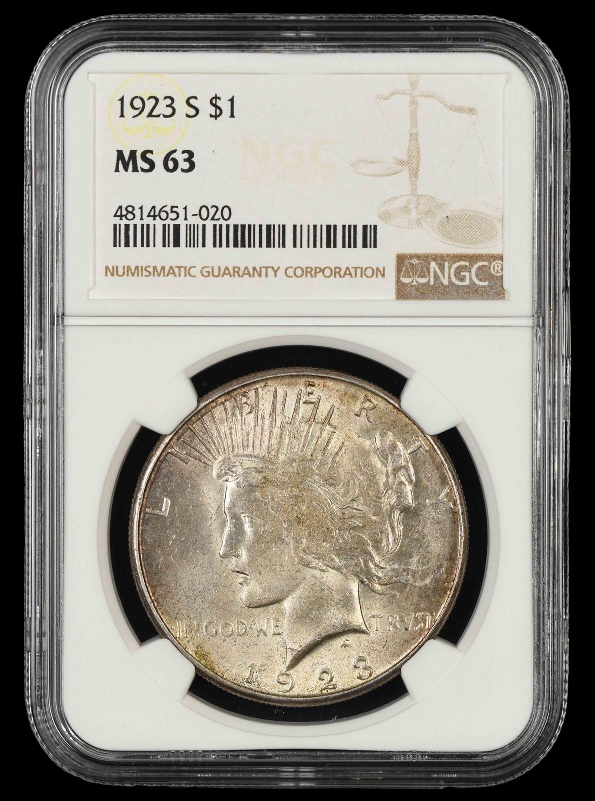 1923 S $1 NGC MS 63