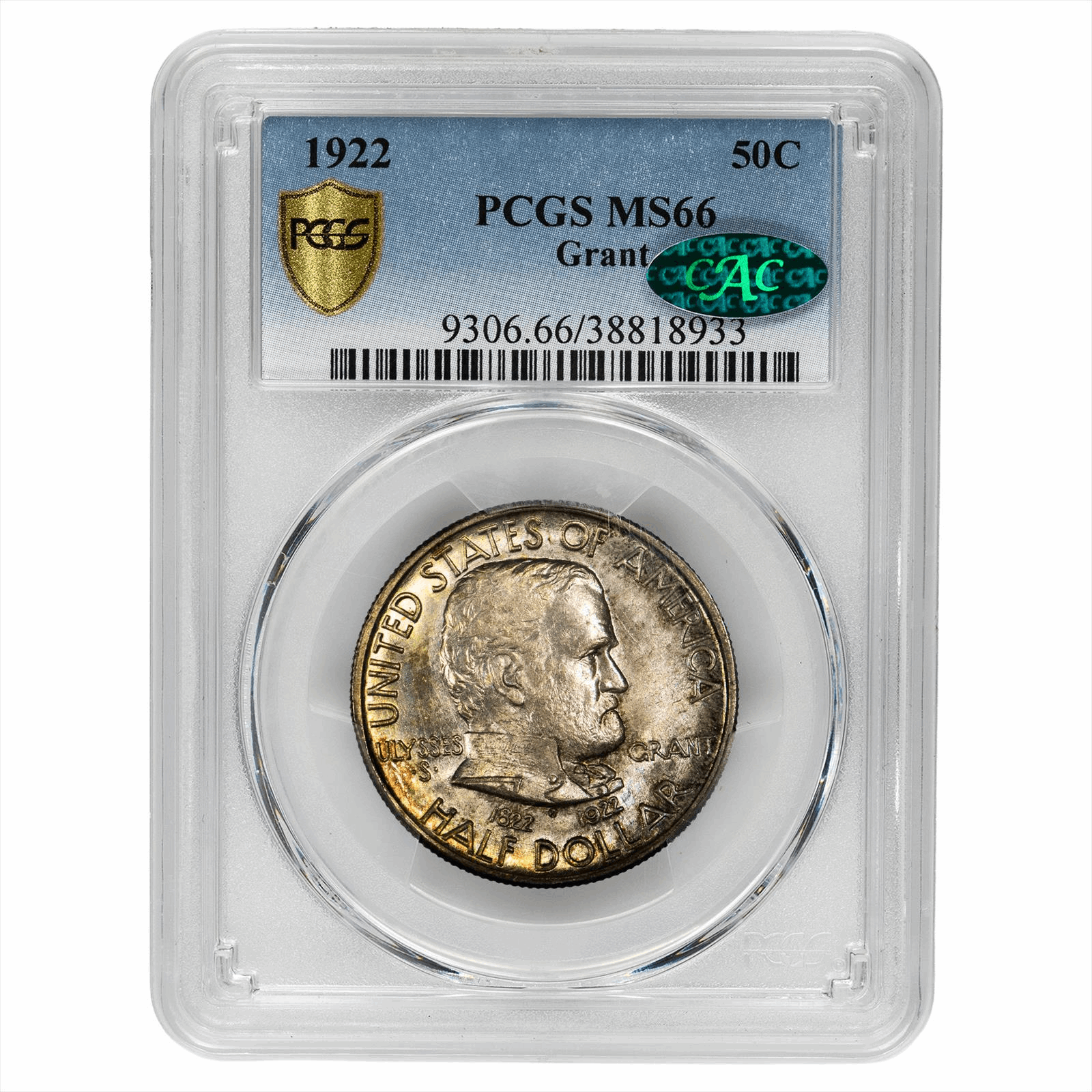 1922 Grant Commemorative Half Dollar 50C PCGS MS 66 CAC