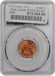 1954 Lincoln PCGS RD 67