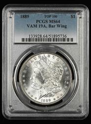 1889 $1 PCGS VAM19A Bar Wing MS64 