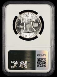 1958 P T2 Reverse Franklin Half Dollar Bill Fivaz Signature Label NGC  MS 64