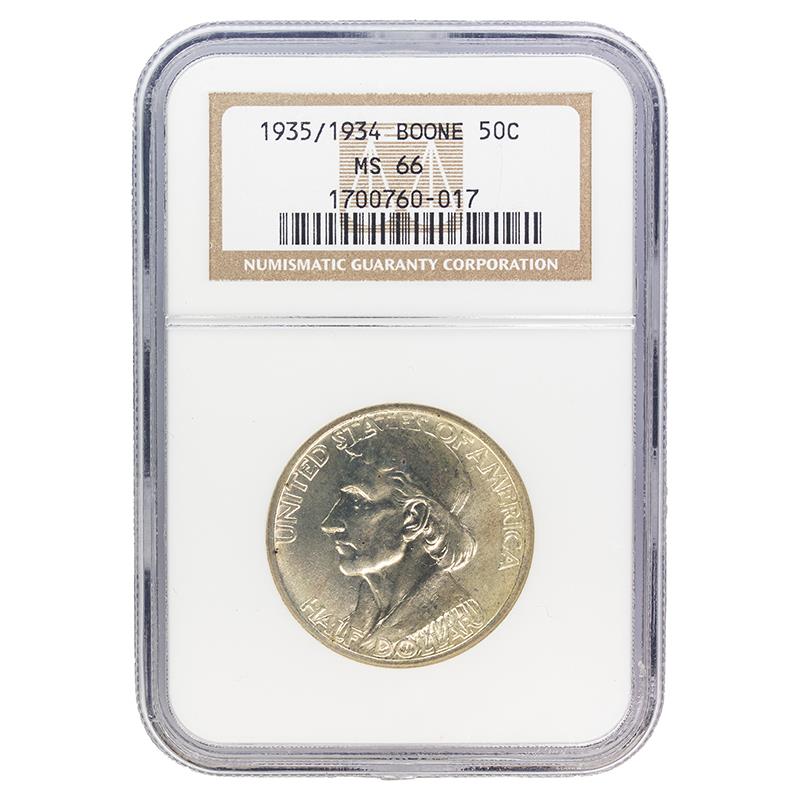 1935/1934 Boone Commemorative Half Dollar, 50C NGC MS 66 