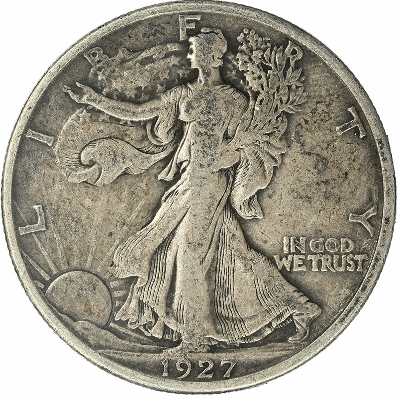 1927-S Walking Liberty Half Dollar 50c, Circulated, Very Fine