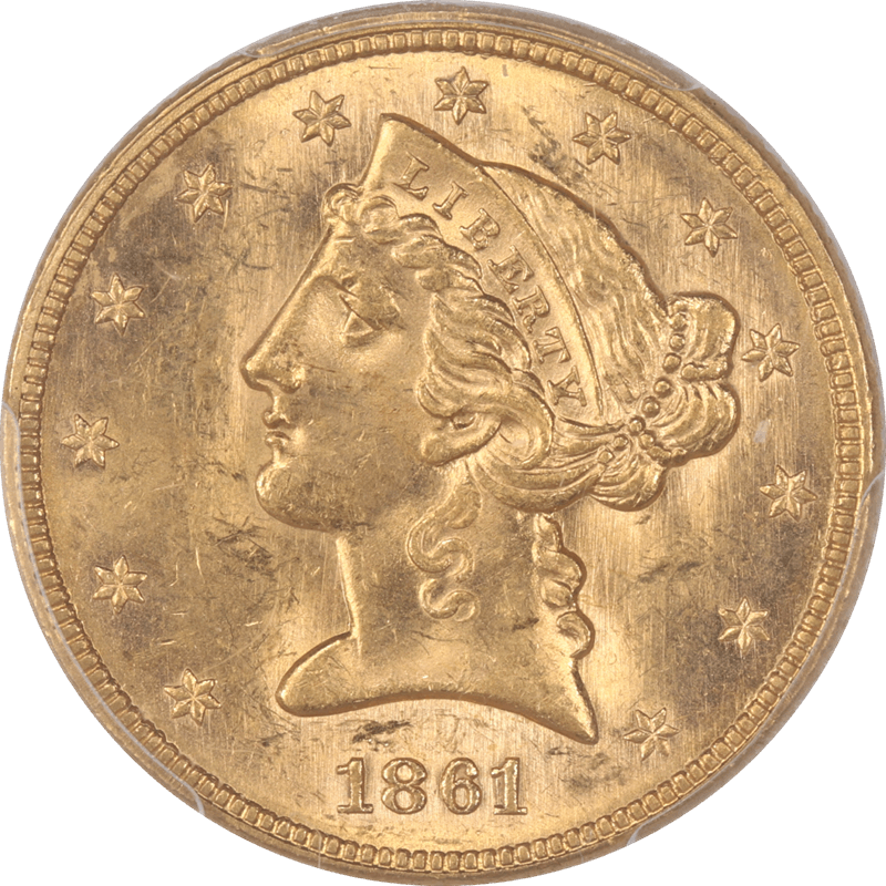 1861 Liberty $5 Gold Half Eagle PCGS MS 63 - Lustrous - Nice Coin