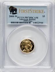 2008 W $5 American Gold Buffalo PCGS PR70 First Strike 