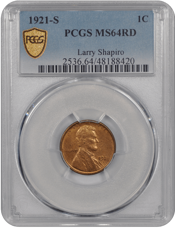 1921-S Lincoln PCGS RD 64