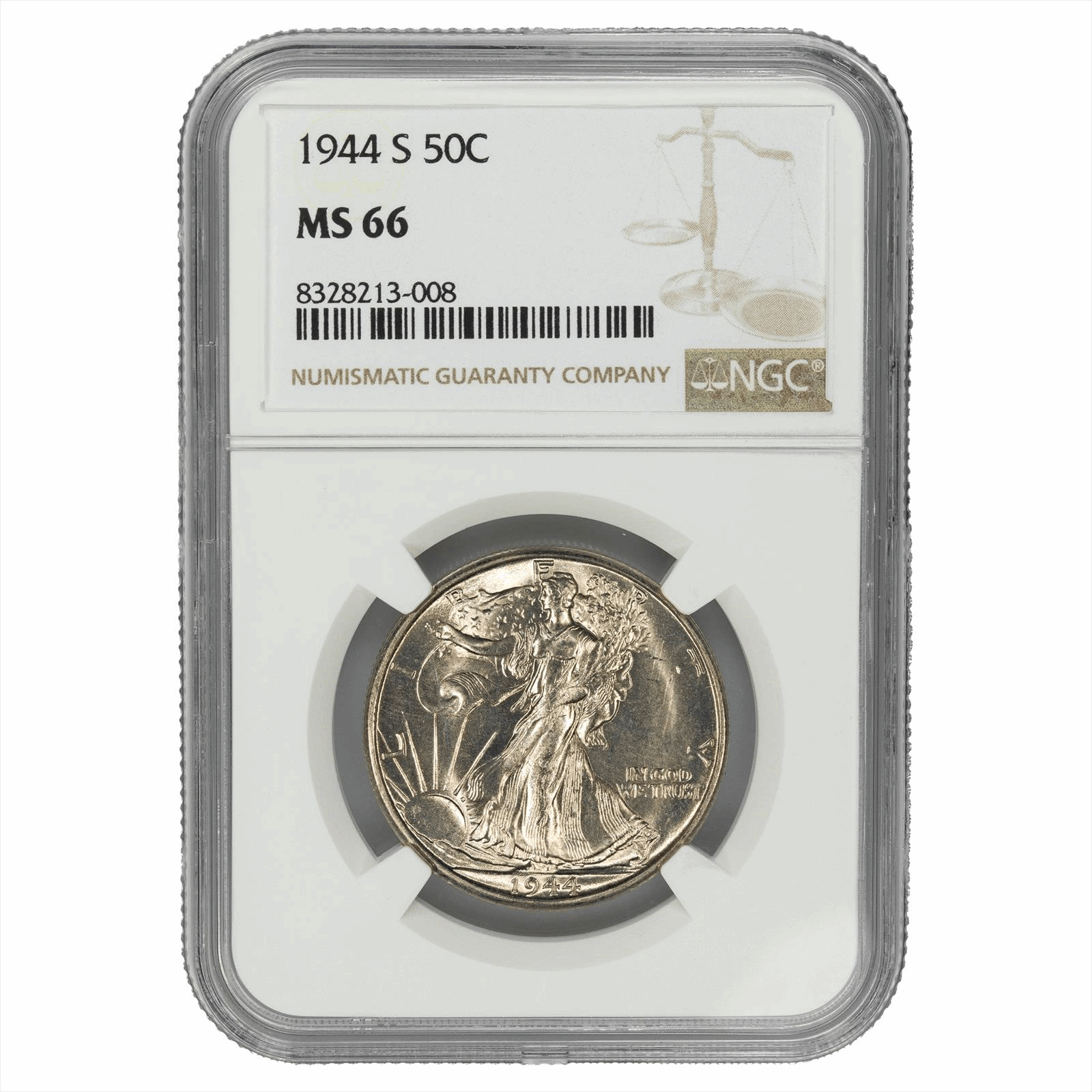1944-S Walking Liberty Half Dollar 50C NGC MS 66