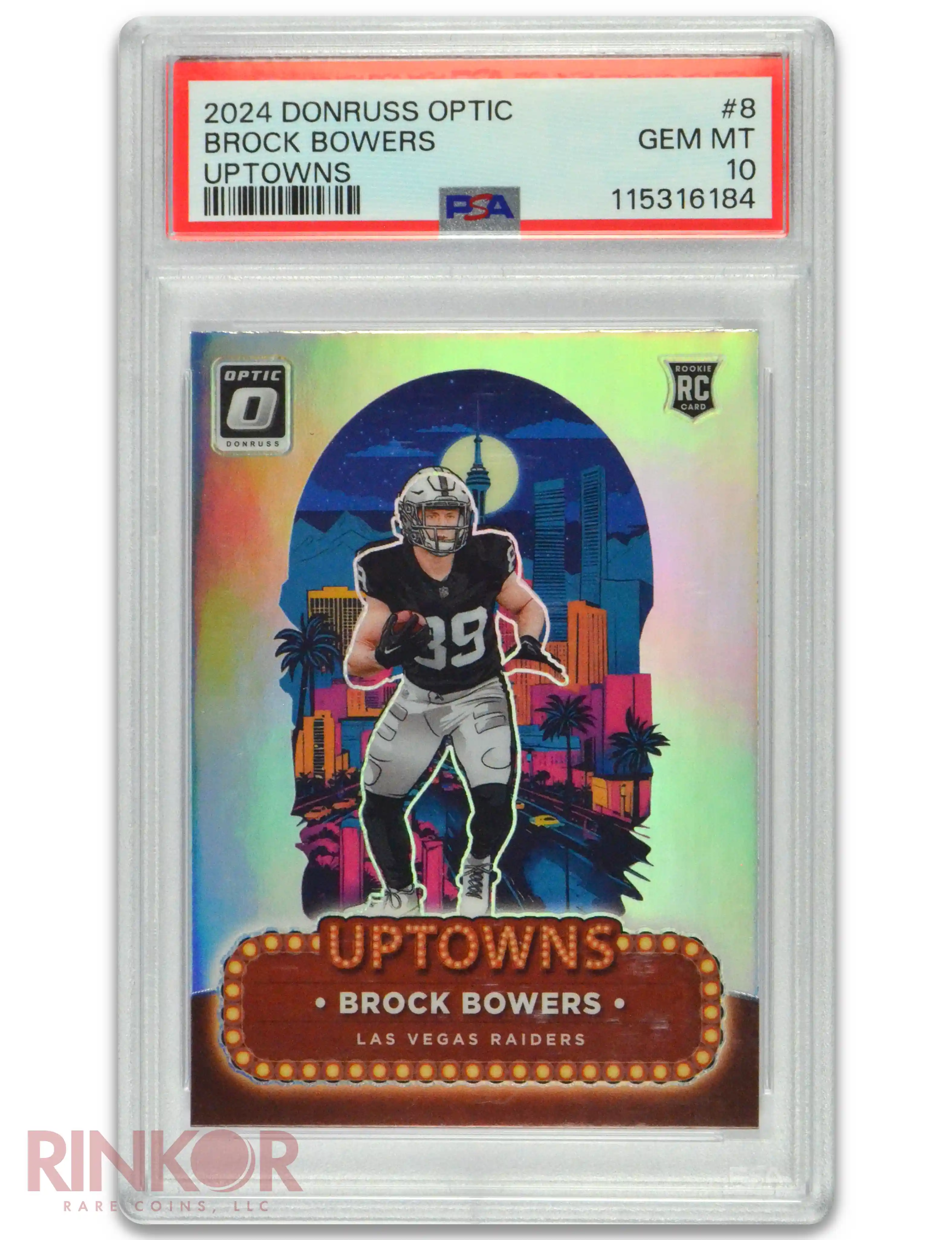 2024 Donruss Optic Uptowns Brock Bowers #8 PSA GEM MT 10