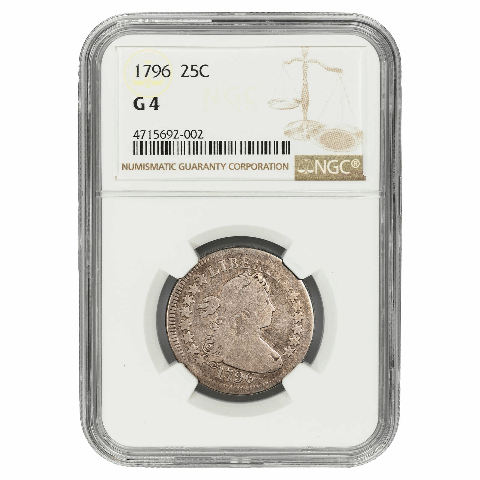 1796 Draped Bust Quarter 25C NGC AG 04