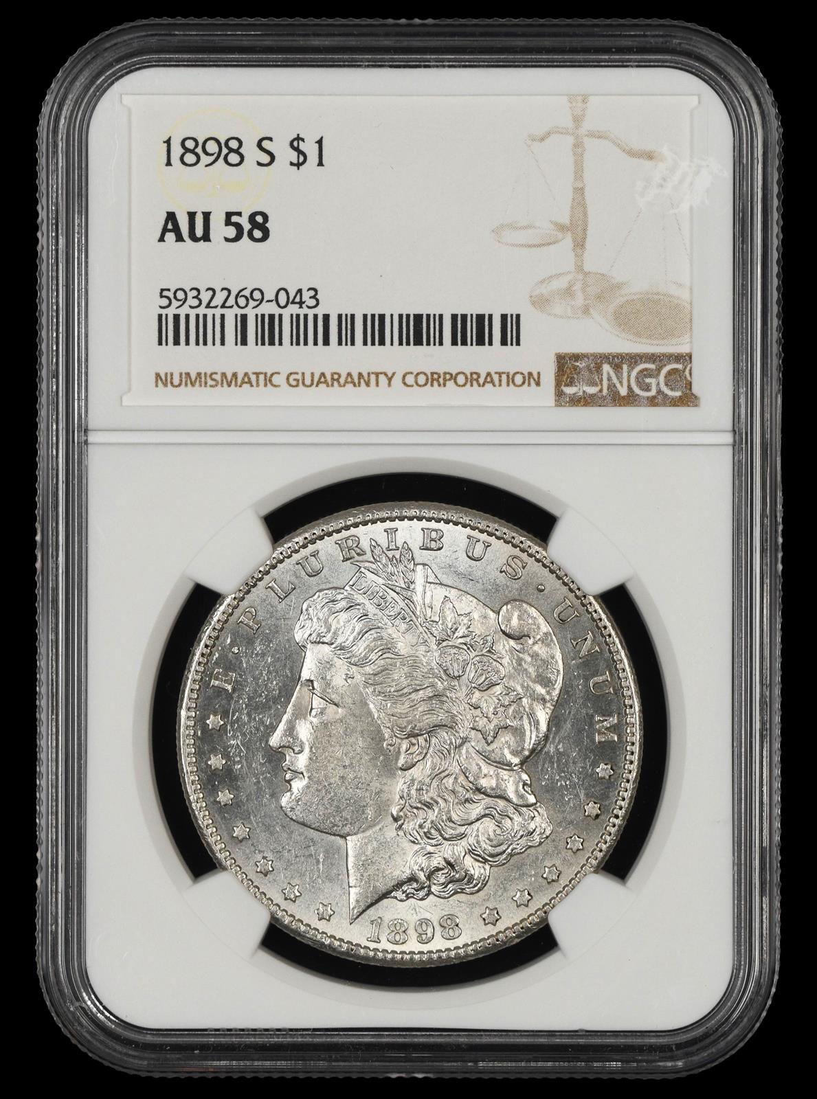 1898 S $1 NGC AU 58