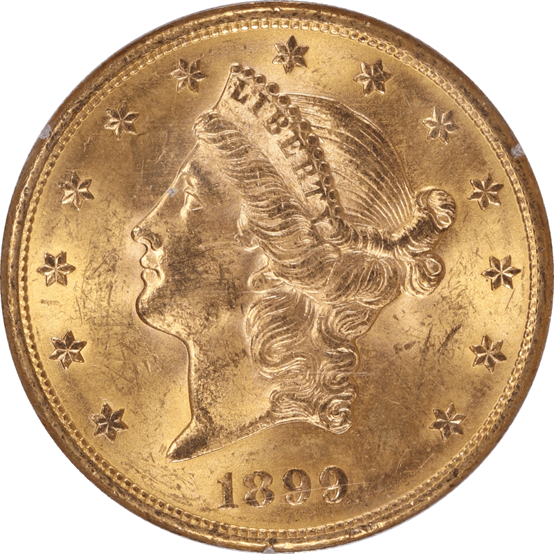 1899-S Liberty Head $20, PCGS MS 61 CAC - Old Rattler