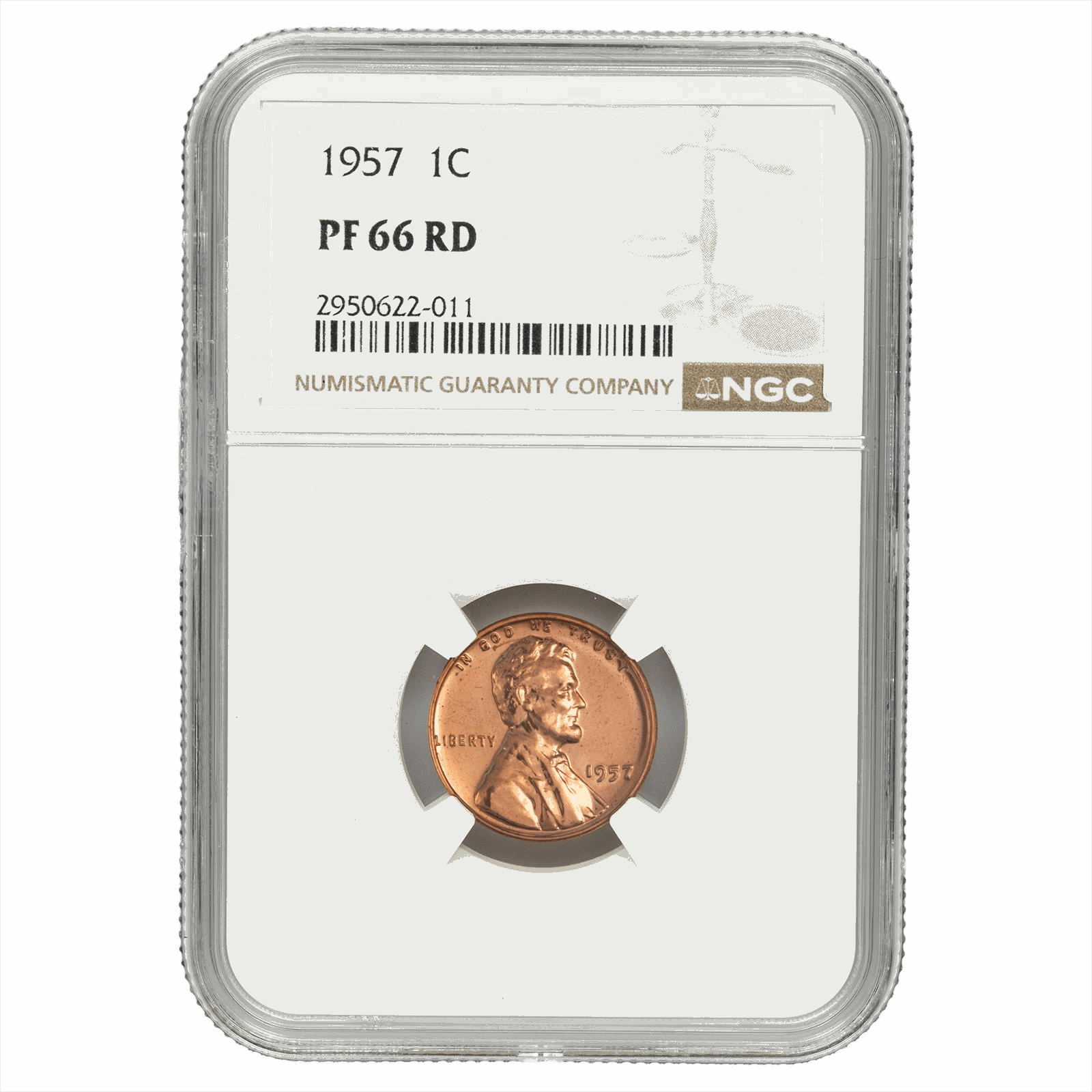 1957 Lincoln Wheat Cent 1C NGC PF 66 RD