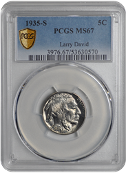 1935-S 5C Buffalo Nickel PCGS  #3596-1 MS67