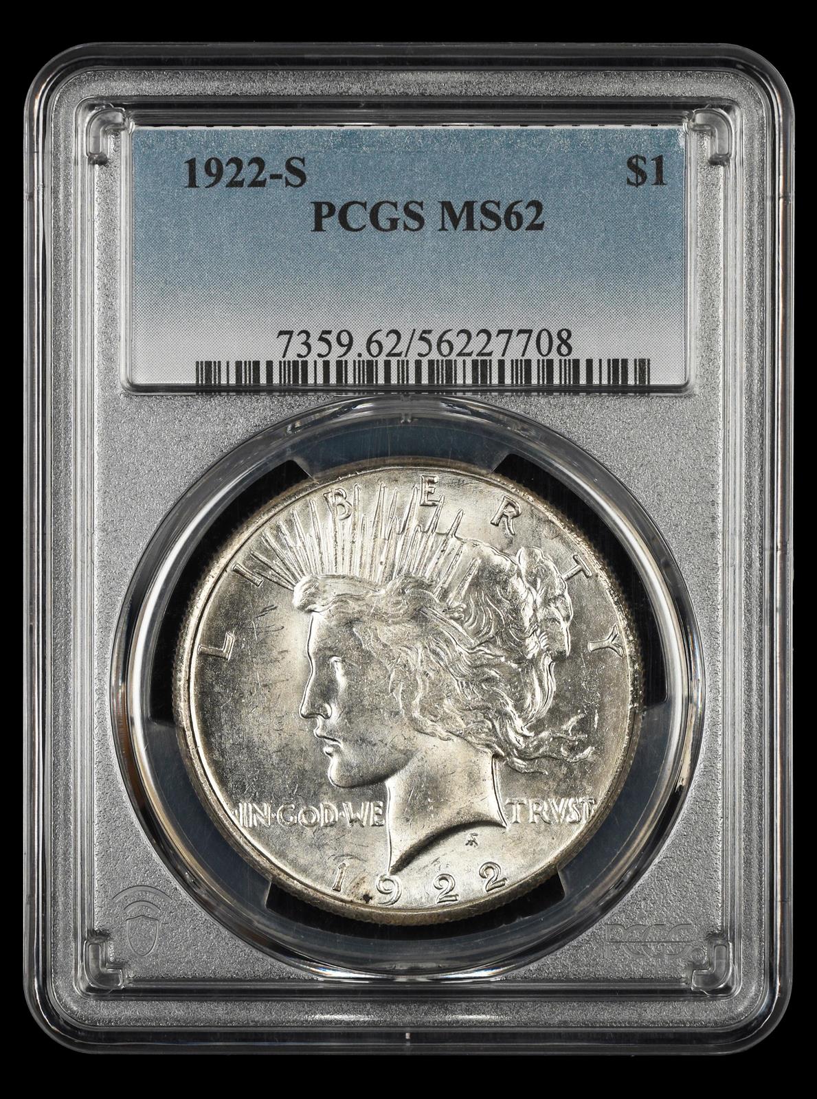 1922 S $1 NGC  MS 62