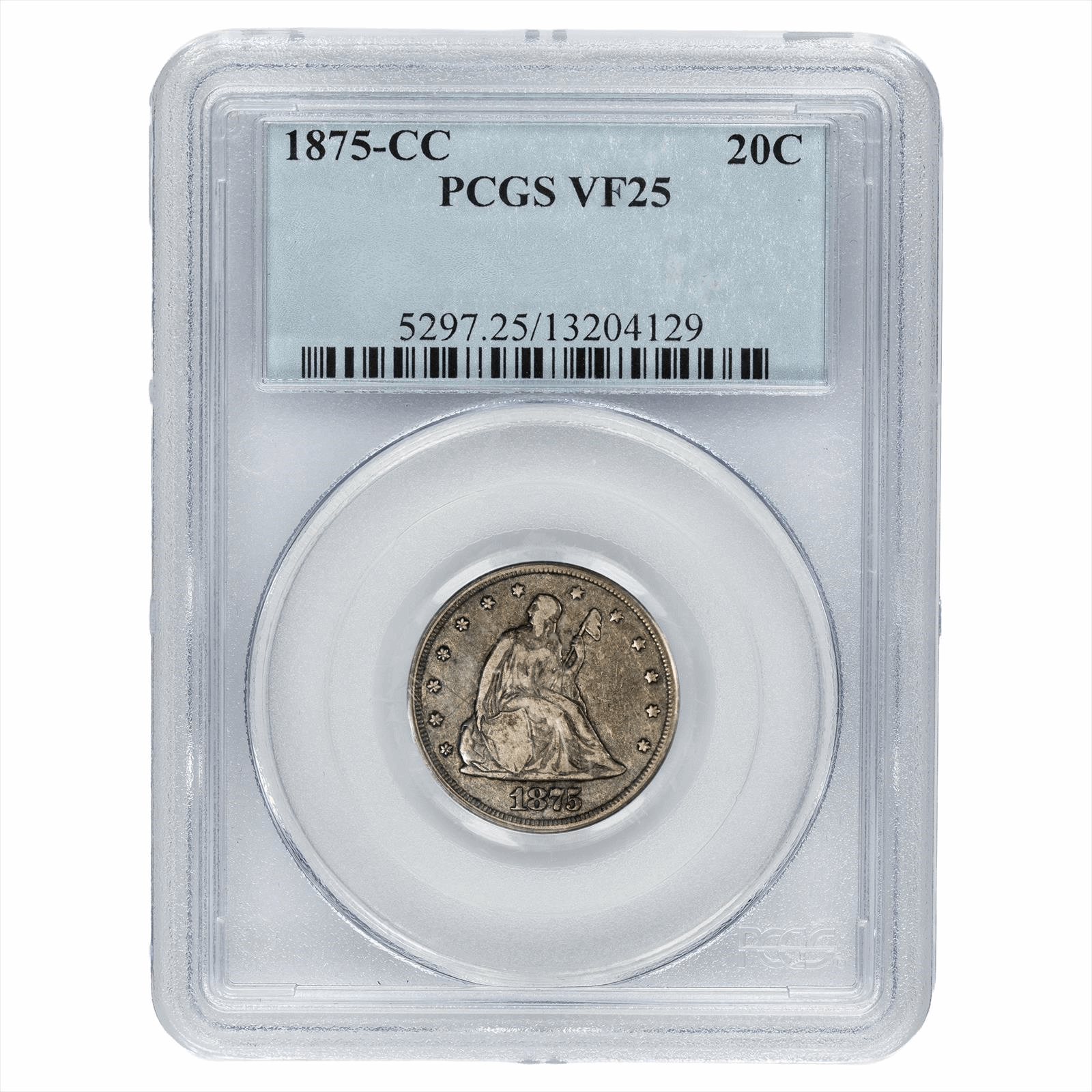 1875-CC Seated Liberty Twenty Cent 20C BF-4 PCGS VF 25