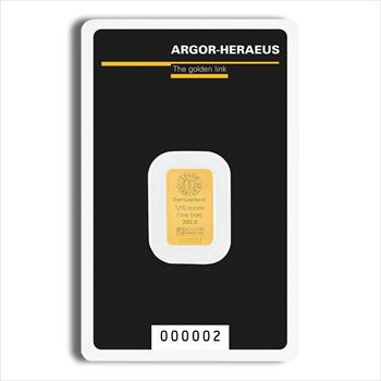 1/10 oz Gold Bar - Argor-Heraeus (Carded) image 1