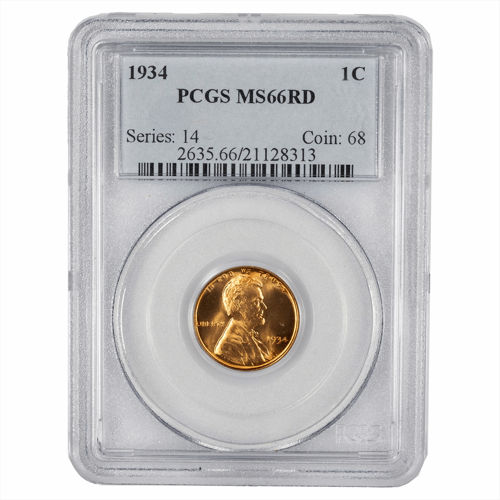 1934 Lincoln Wheat Cent 1C PCGS MS 66 RD