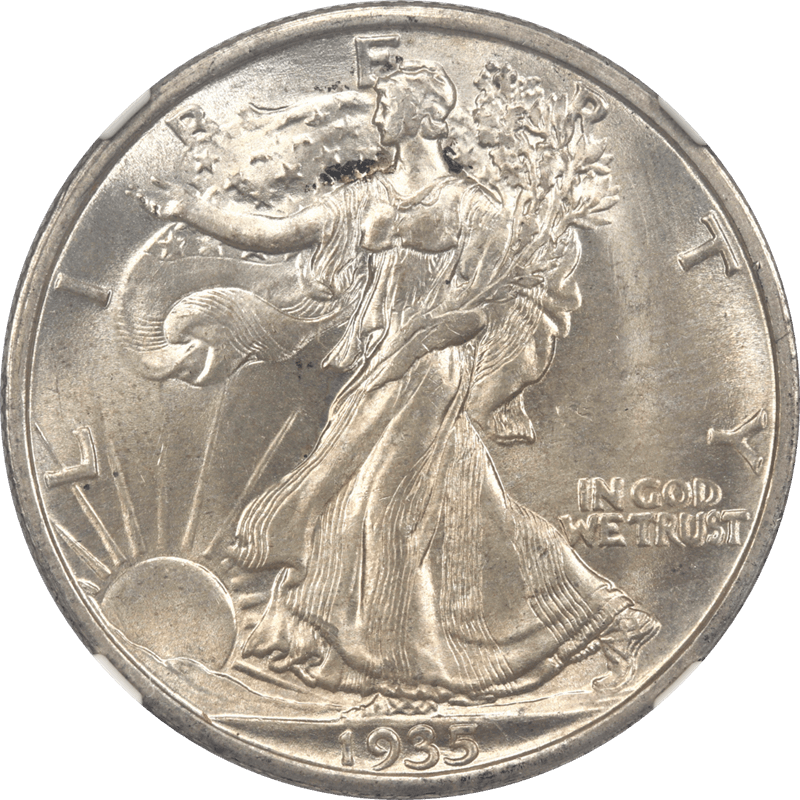 1935-S Walking Liberty Half Dollar 50c NGC MS 64 CAC - Nice Original Coin
