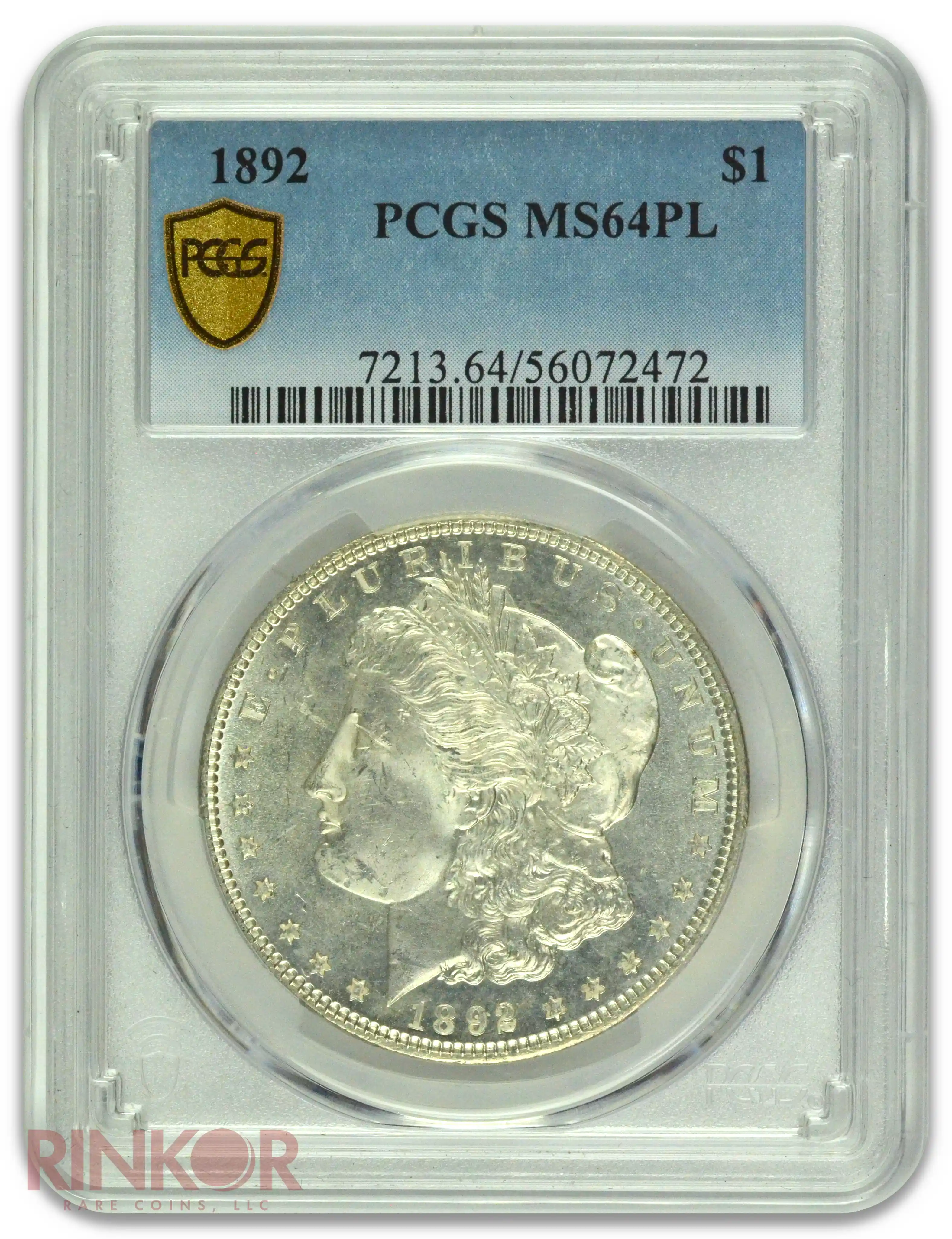 1892 $1 Morgan Dollar PCGS MS 64 PL
