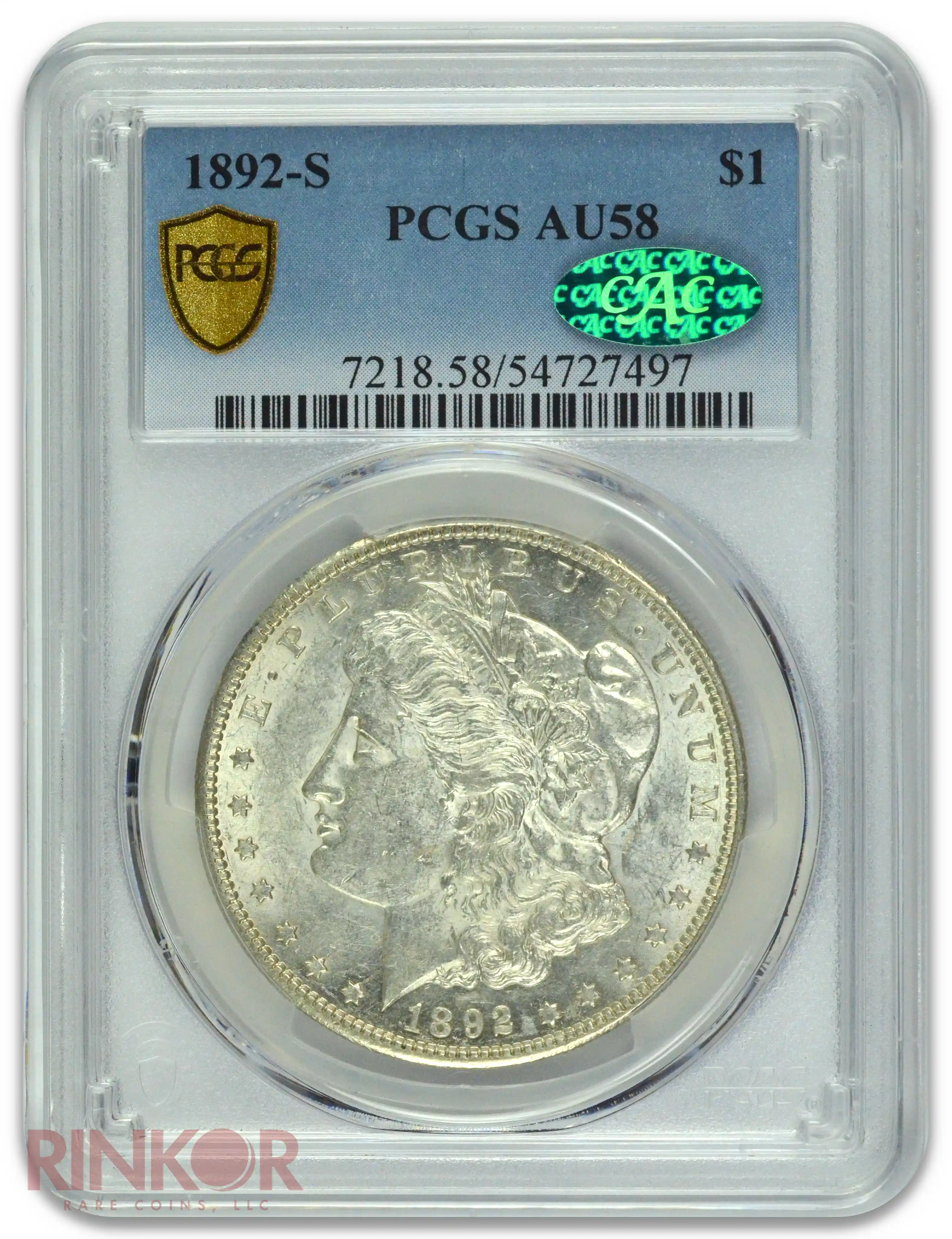 1892-S $1 Morgan Dollar PCGS AU-58 CAC